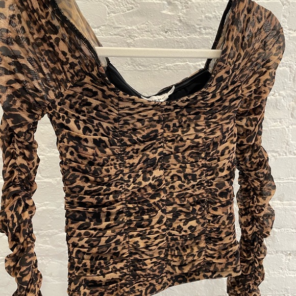 NWT Good American Ruched Cheetah Print Mesh Top XS - Picture 7 of 7